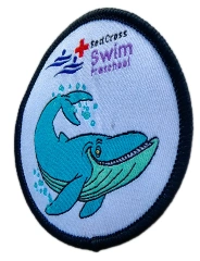 Official Red Cross Swim Preschool "Whale" Level Woven Patch (2.5" W x 2.5" H)-Right Side