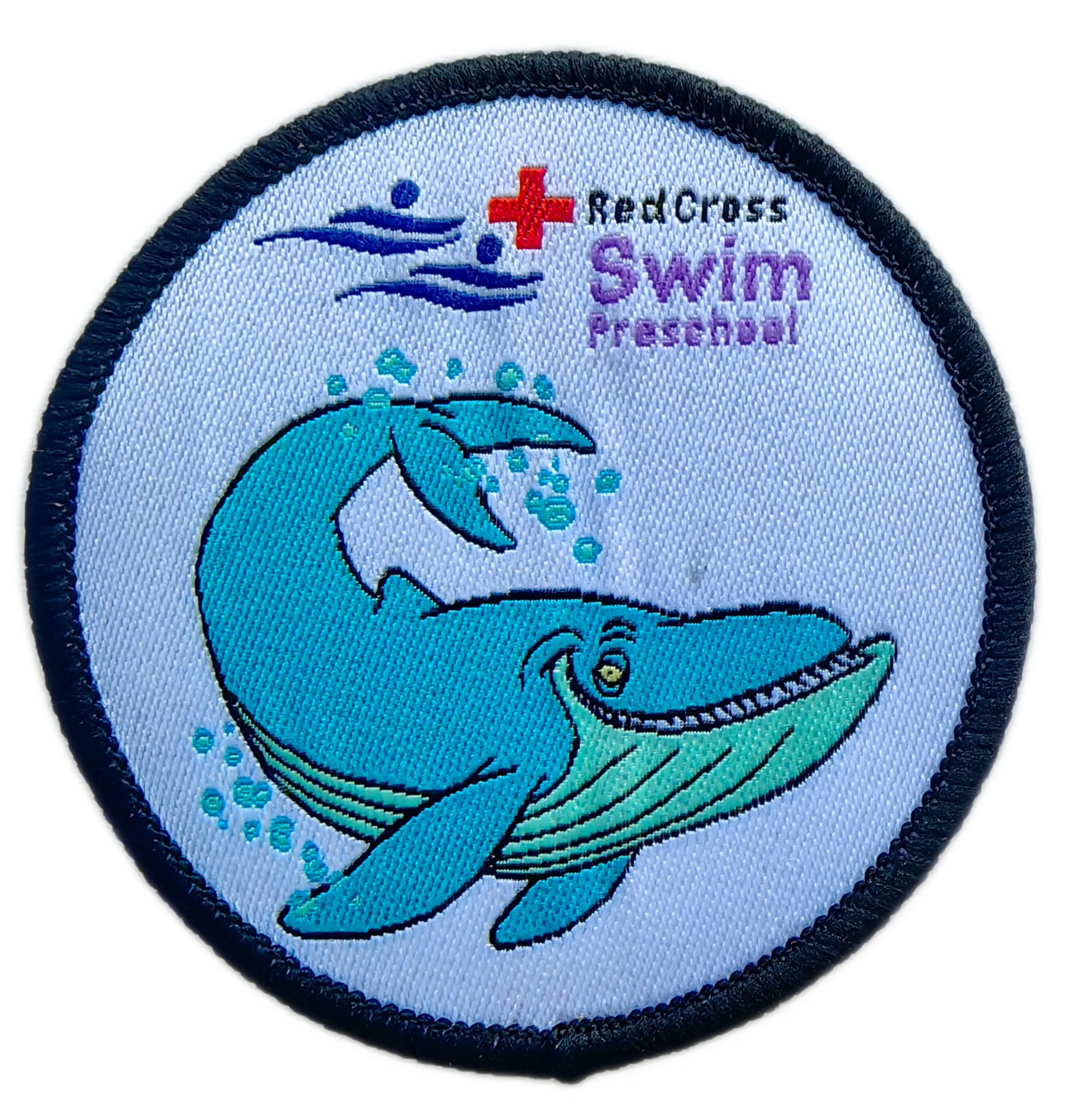 Official Red Cross Swim Preschool "Whale" Level Woven Patch (2.5" W x 2.5" H)-Front Side