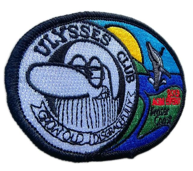 Ulysses Club 2013 AGM Kings Coast "Grow Old Disgracefully" Embroidered Patch (3.8" W x 2.5" H)-Left Side