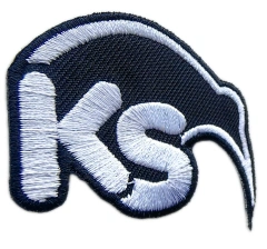 Black & White Custom "KS" Initials Embroidered Patch (2.45" W x 2.2" H)-Left Side