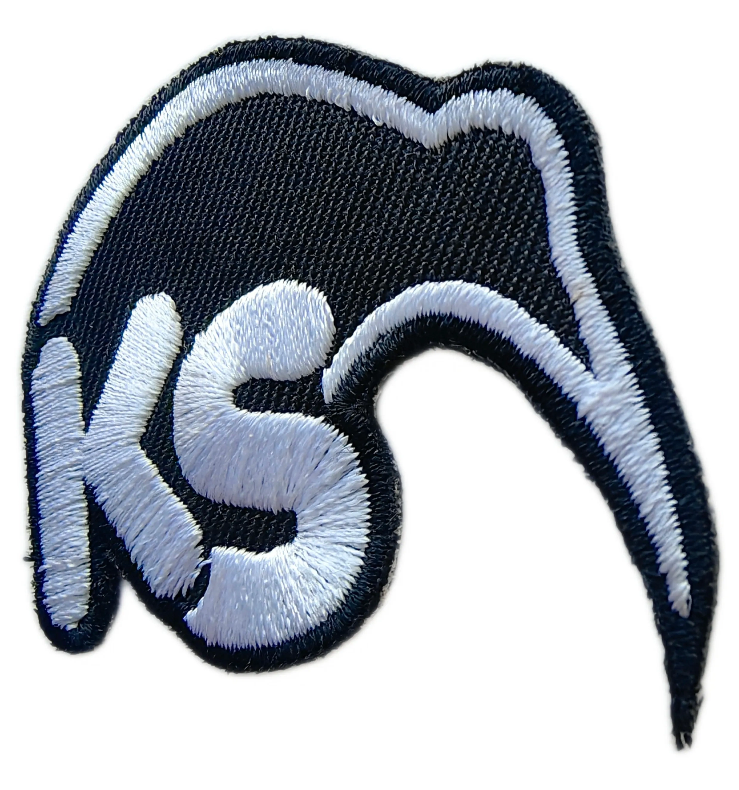 Black & White Custom "KS" Initials Embroidered Patch (2.45" W x 2.2" H)-Right Side