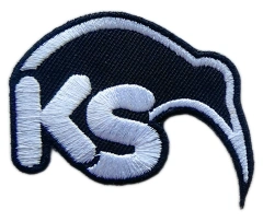 Black & White Custom "KS" Initials Embroidered Patch (2.45" W x 2.2" H)-Front Side