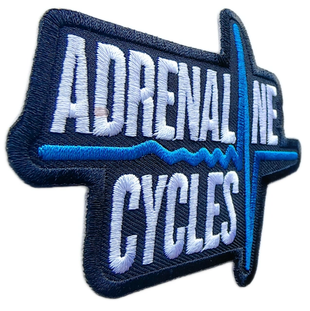 Adrenaline Cycles Off-Road Parts & Accessories Business Logo Embroidered Patch (3.75" W x 3.2" H)-Left Side