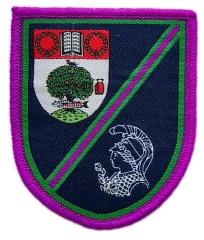 GHK (Glasgow High Kelvinside) Sports Club Woven Patch (2.25" x 2.7", Iron-On)-Front Side