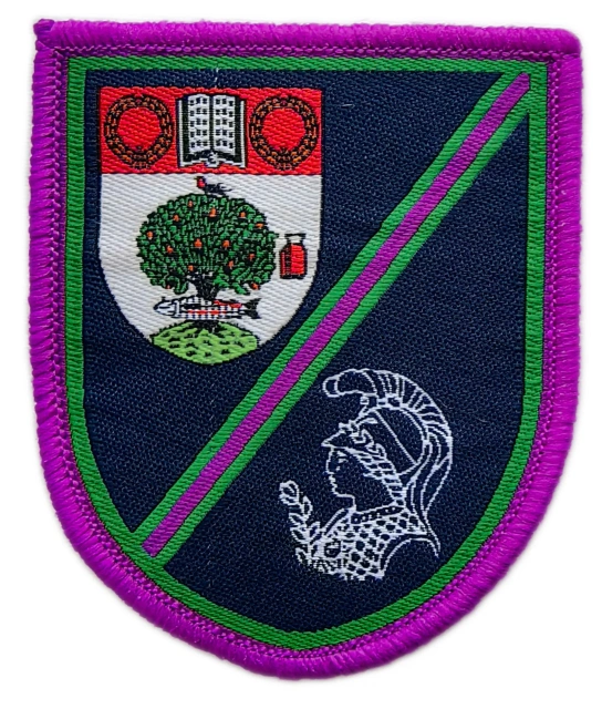 GHK (Glasgow High Kelvinside) Sports Club Woven Patch (2.25" x 2.7", Iron-On)-Front Side