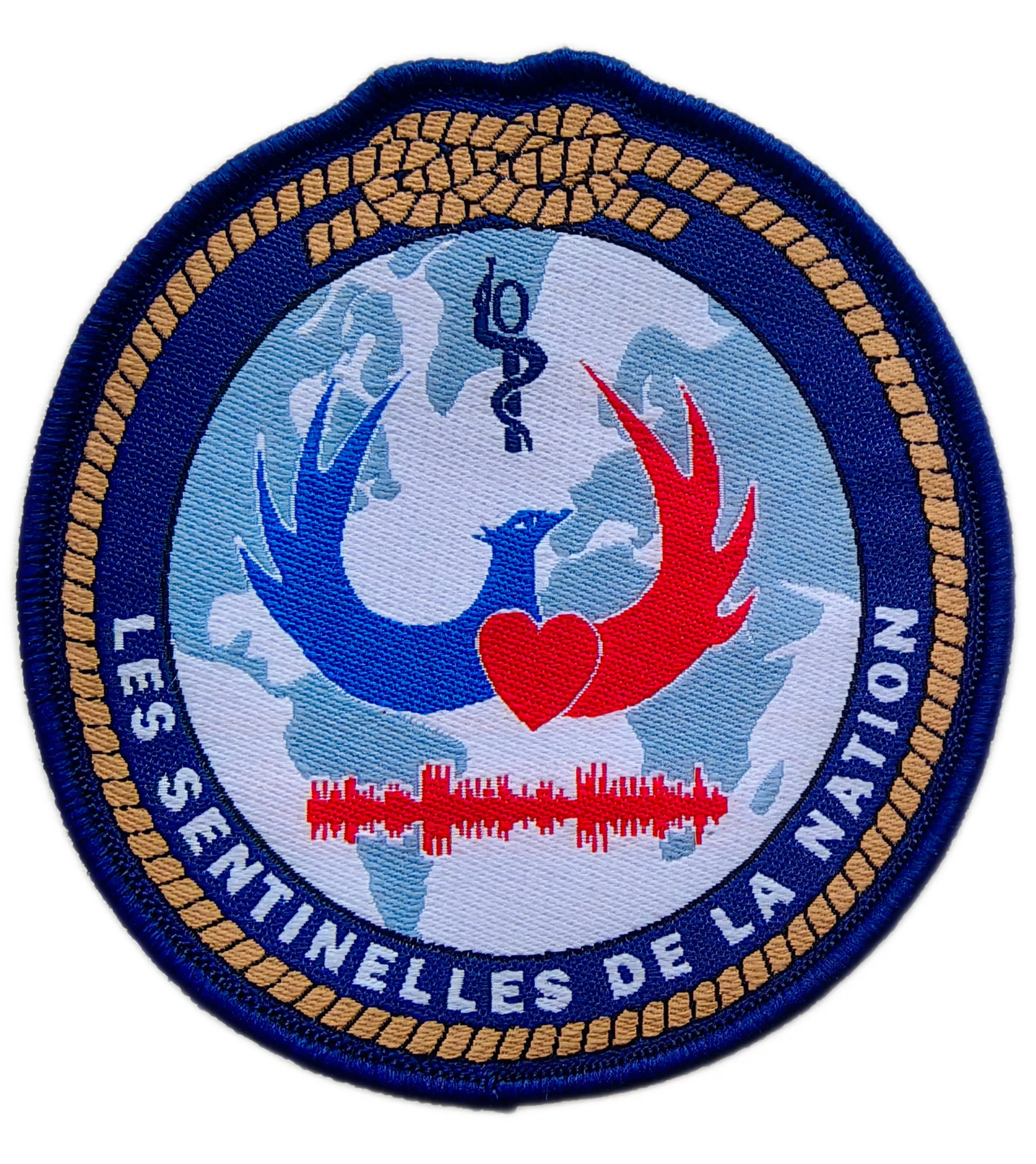 "Les Sentinelles de la Nation" Association Morale Patch (3.1" x 3.3", Hook Velcro)-Front Side