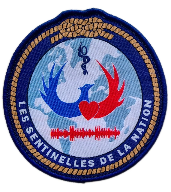 "Les Sentinelles de la Nation" Association Morale Patch (3.1" x 3.3", Hook Velcro)-Front Side