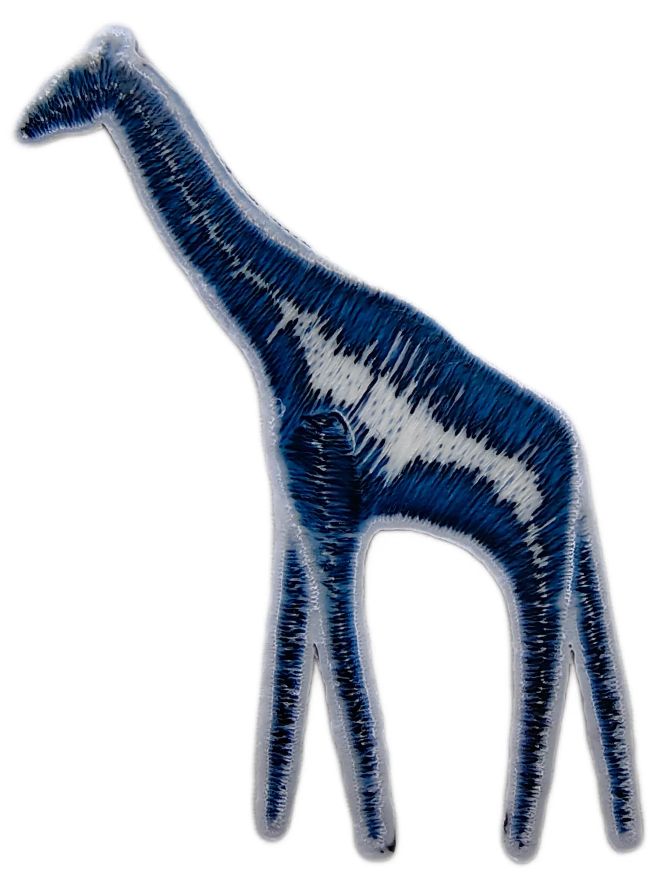 Black Silhouette Giraffe Wild Animal Embroidered Patch (2.4" x 3", Iron-On)-Back Side