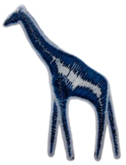 Black Silhouette Giraffe Wild Animal Embroidered Patch (2.4" x 3", Iron-On)-Back Side