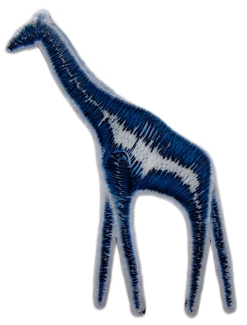 Black Silhouette Giraffe Wild Animal Embroidered Patch (2.4" x 3", Iron-On)-Back Side