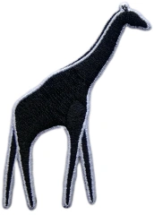Black Silhouette Giraffe Wild Animal Embroidered Patch (2.4" x 3", Iron-On)-Front Side