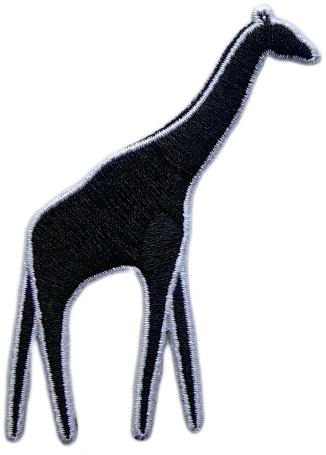 Black Silhouette Giraffe Wild Animal Embroidered Patch (2.4" x 3", Iron-On)-Front Side