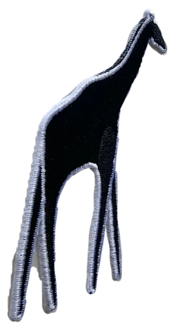 Black Silhouette Giraffe Wild Animal Embroidered Patch (2.4" x 3", Iron-On)-Left Side
