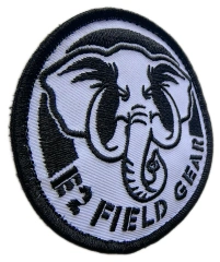 E2 Field Gear Elephant Logo Embroidered Morale Patch (3.15" x 3.15", Hook Velcro)-Left Side