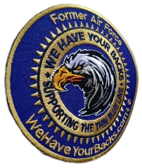 "We Have Your Backs" Former Air Force Supporting Thin Blue Line Patch (3.4" x 3.4")-Left Side