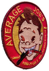 US Navy HSM-71 CEL 3 "Average Joe's" USS Stockdale 2015–2016 Deployment Patch (3.45" x 3.45", Hook Velcro)-Left Side