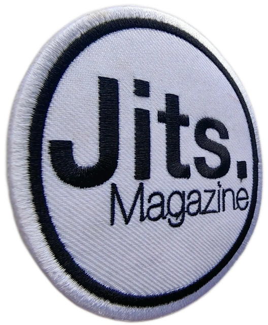 Jits Magazine Official Logo Embroidered Patch (3.5" x 3.5", Iron-On)-Left Side