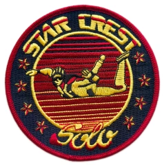 Star Crest Solo (SCS) Skydiving Award Embroidered Patch (4" x 4", Iron-On)-Front Side