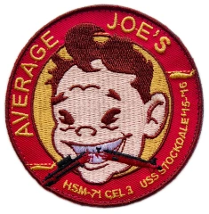 US Navy HSM-71 CEL 3 "Average Joe's" USS Stockdale 2015–2016 Deployment Patch (3.45" x 3.45", Hook Velcro)-Front Side