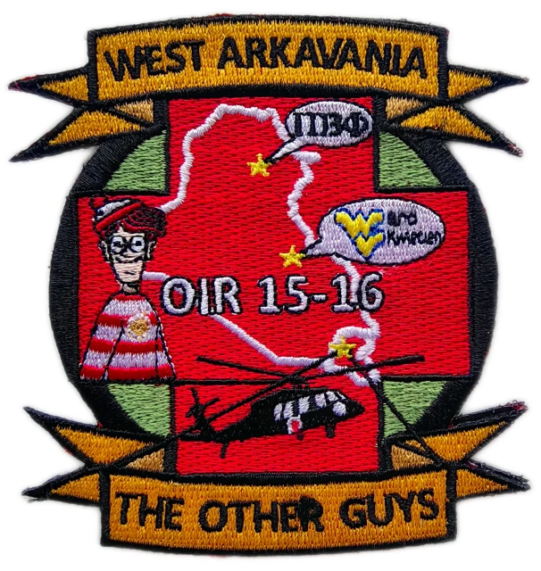 "West Arkavania" OIR 15-16 Military Morale Patch (3.4" x 3.7", Hook Velcro)-Front Side