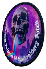 Custom Printed & Embroidered Skull & Rainbow Boke Sample Patch (3.1" x 3.1")-Right Side