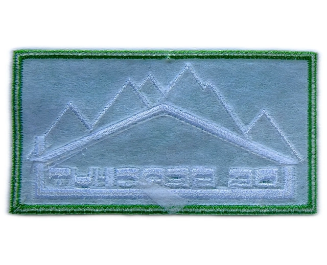 Embroidered Patch - "De Berghut" Mountain & Hut Design (3.95"W × 2.1"H)-Back Side