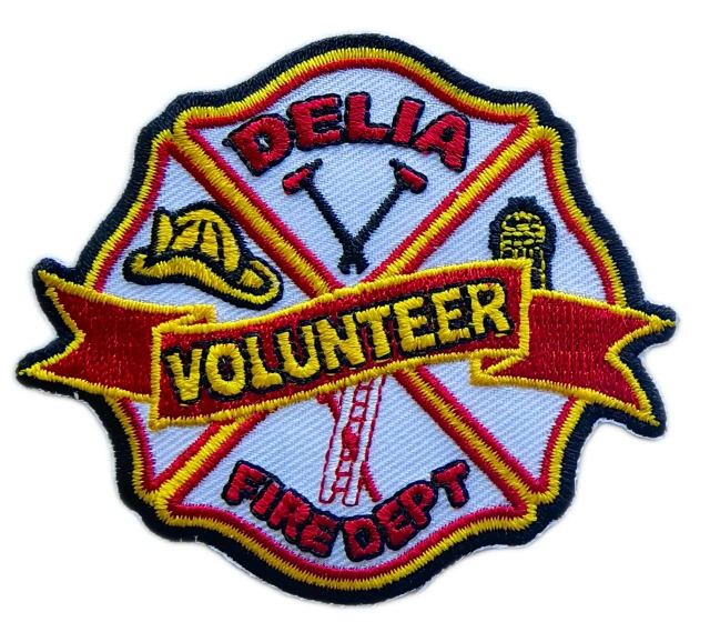 Delia Volunteer Fire Dept Embroidered Patch (3" W × 2.6" H)-Front Side