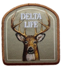 Delta "Delta Life" Whitetail Deer Hunting Patch (2.35" x 2.5", Iron-On)-Front Side