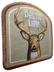 Delta "Delta Life" Whitetail Deer Hunting Patch (2.35" x 2.5", Iron-On)-Left Side