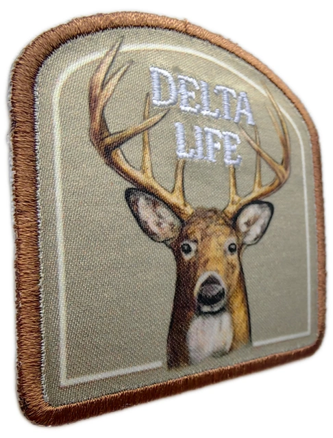 Delta "Delta Life" Whitetail Deer Hunting Patch (2.35" x 2.5", Iron-On)-Left Side