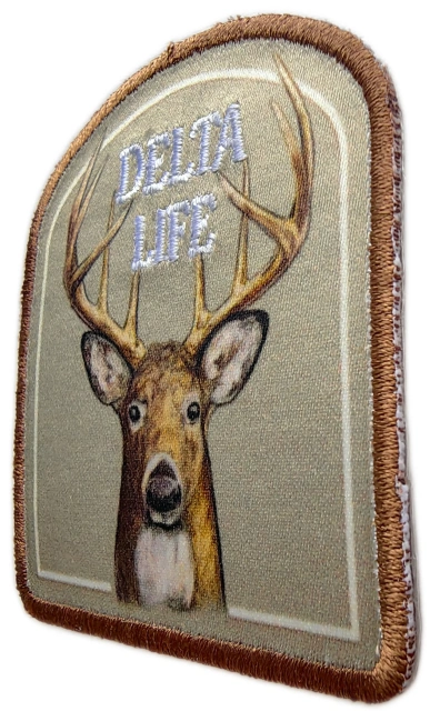 Delta "Delta Life" Whitetail Deer Hunting Patch (2.35" x 2.5", Iron-On)-Right Side