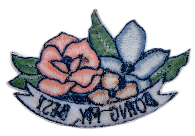 "Doing My Best" Floral Motivational Embroidered Patch (3" x 1.9", Iron-On)-Back Side