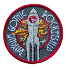 Gothic Rocketship Embroidered Patch (3"W × 3"H)-Front Side