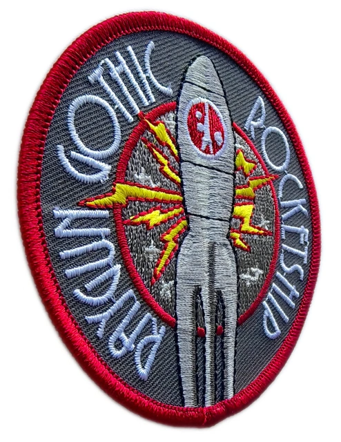 Gothic Rocketship Embroidered Patch (3"W × 3"H)-Left Side