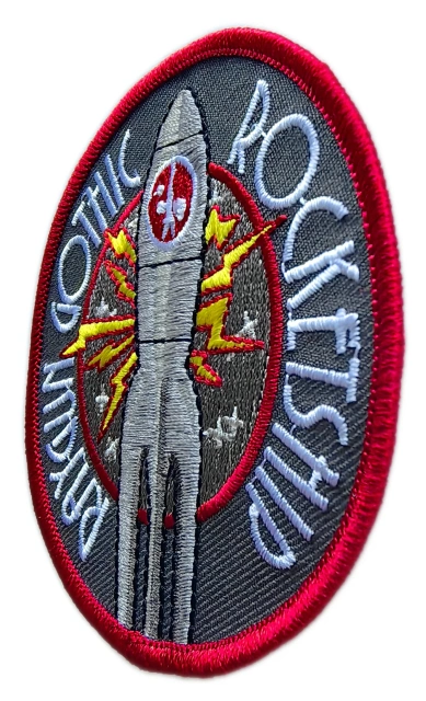 Gothic Rocketship Embroidered Patch (3"W × 3"H)-Right Side