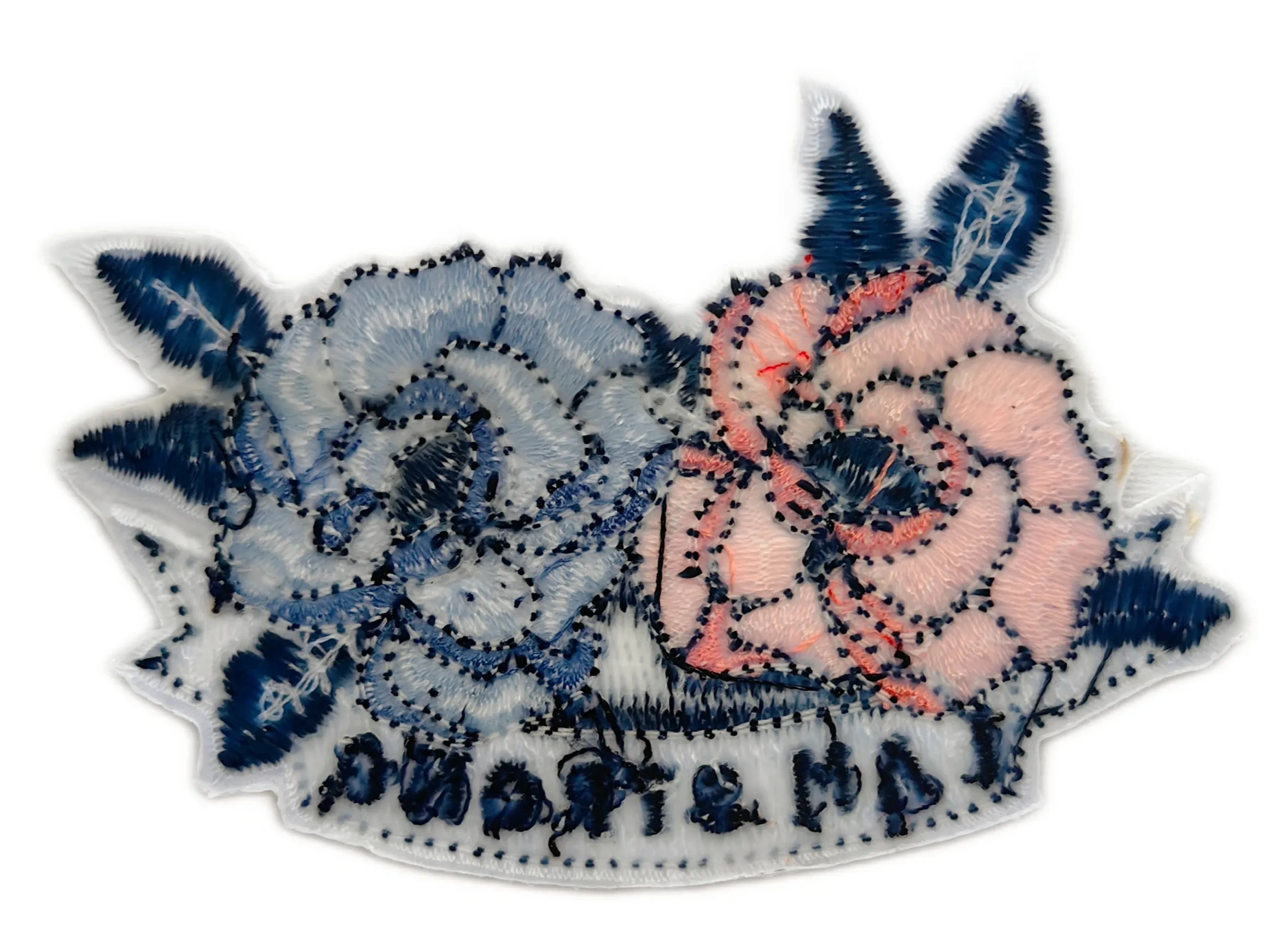 "I Am Strong" Motivational Embroidered Rose Patch (3" x 2", Iron-On)-Back Side