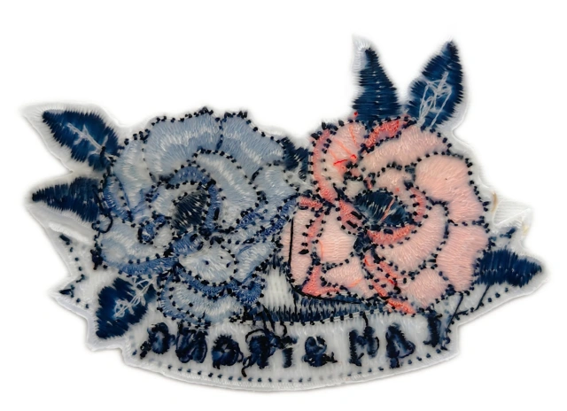 "I Am Strong" Motivational Embroidered Rose Patch (3" x 2", Iron-On)-Back Side