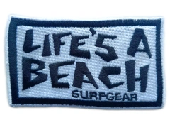 Embroidered Patch - "LIFE'S A BEACH SURFGEAR"-Front Side