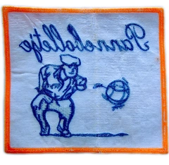Embroidered Patch - "Pannebolletje" (Orange with Blue Embroidery, 5.2"W × 4.7"H)-Back Side