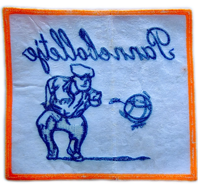 Embroidered Patch - "Pannebolletje" (Orange with Blue Embroidery, 5.2"W × 4.7"H)-Back Side