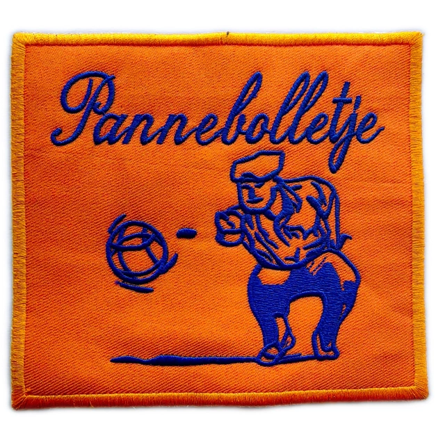 Embroidered Patch - "Pannebolletje" (Orange with Blue Embroidery, 5.2"W × 4.7"H)-Front Side