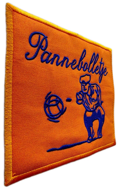 Embroidered Patch - "Pannebolletje" (Orange with Blue Embroidery, 5.2"W × 4.7"H)-Left Side