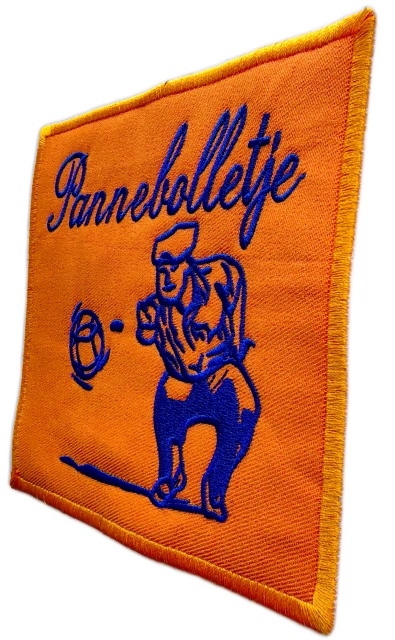 Embroidered Patch - "Pannebolletje" (Orange with Blue Embroidery, 5.2"W × 4.7"H)-Right Side