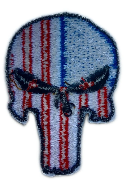 Punisher Skull Embroidered Patch with American Flag Design-Back Side