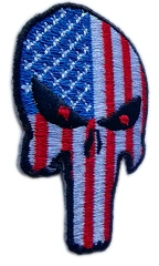 Punisher Skull Embroidered Patch with American Flag Design-Left Side
