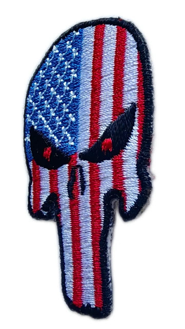 Punisher Skull Embroidered Patch with American Flag Design-Right Side