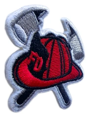 Embroidered Firefighter - Themed Patch (FD Logo, Crossed Axes & Helmet, Full Embroidery)-Left Side