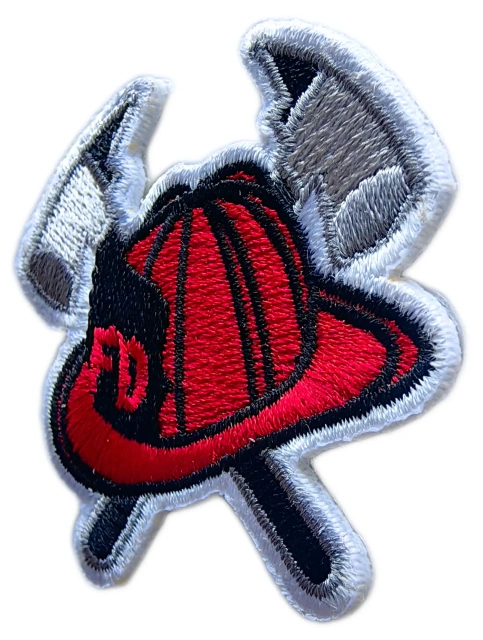 Embroidered Firefighter - Themed Patch (FD Logo, Crossed Axes & Helmet, Full Embroidery)-Right Side