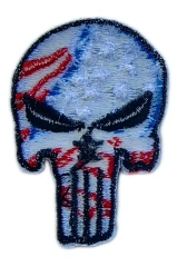 Embroidered Punisher Skull Patch (USA Flag Design)-Back Side