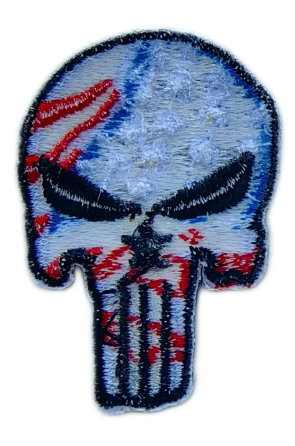 Embroidered Punisher Skull Patch (USA Flag Design)-Back Side